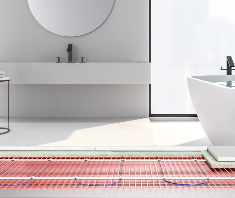 Instalação de piso radiante elétrico QZero — aquecimento invisível, eficiente e certificado para conforto térmico